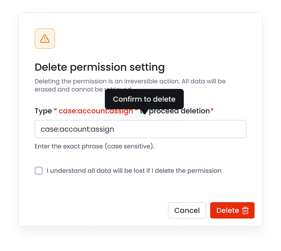 Delete Confirm Popup