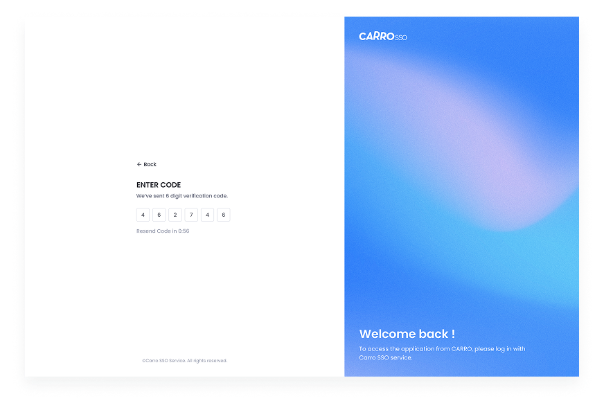 SSO Dashboard - Enter OTP