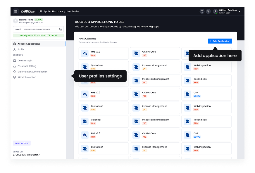 SSO Dashboard - App Users - Add App